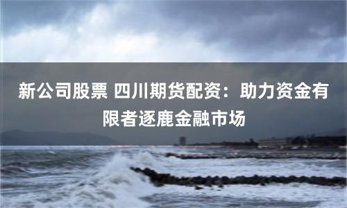 新公司股票 四川期货配资：助力资金有限者逐鹿金融市场