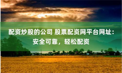 配资炒股的公司 股票配资网平台网址：安全可靠，轻松配资